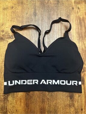 Under Armour Women's Black Padded Sports Bra with Logo Band - XS